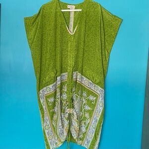 Kantha Bae Dress Ruched Cover Up Big Pockets Kaftan Midi